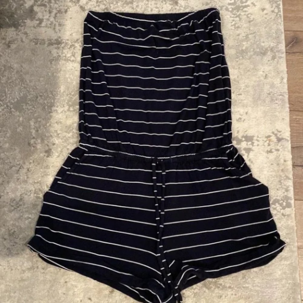 [BANANA REPUBLIC]  Strapless Stripped Romper Shorts Small